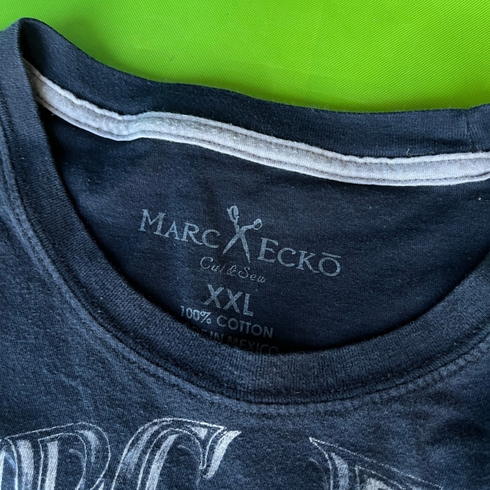 Marc Ecko Cut & Sew Mens XXL Graphic T-Shirt Deadly Tailors Black Cotton Tee - Picture 3 of 5